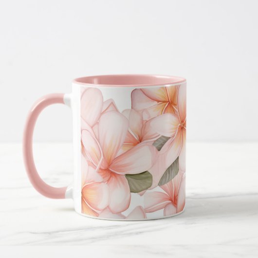 Blush Pink Frangipani Ceramic Combo Mug マグカップ (左)