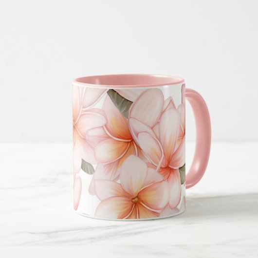 Blush Pink Frangipani Ceramic Combo Mug マグカップ (正面右)