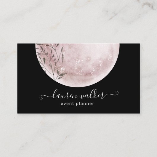 blush pink full moon elegant Business Card 名刺 (正面)