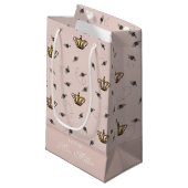 Blush Pink Future Mrs Queen Bee Gold Crown スモールペーパーバッグ (正面アングル)