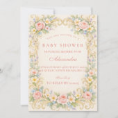 Blush Pink Garden Baroque Baby Shower 招待状 (正面)