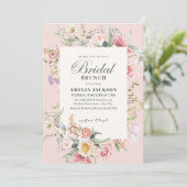 Blush pink garden flowers spring Bridal shower 招待状 (スタンド正面)