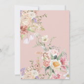 Blush pink garden flowers spring Bridal shower 招待状 (裏面)