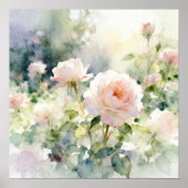 Blush Pink Garden Roses ポスター (正面)