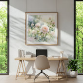 Blush Pink Garden Roses ポスター