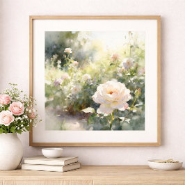 Blush Pink Garden Roses ポスター