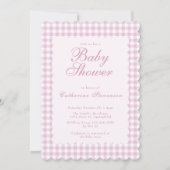 Blush Pink Gingham Baby Shower Invitation 招待状 (正面)