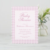 Blush Pink Gingham Baby Shower Invitation 招待状 (スタンド正面)