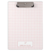 Blush Pink Gingham Classic Monogram  クリップボード (正面)