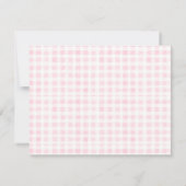 Blush Pink Gingham Floral Crest Monogram ノートカード (裏面)