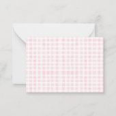 Blush Pink Gingham Floral Crest Monogram ノートカード (裏面)