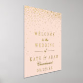 Blush Pink & Glam Gold Confetti Wedding Real 箔ポスター (レイダウン)