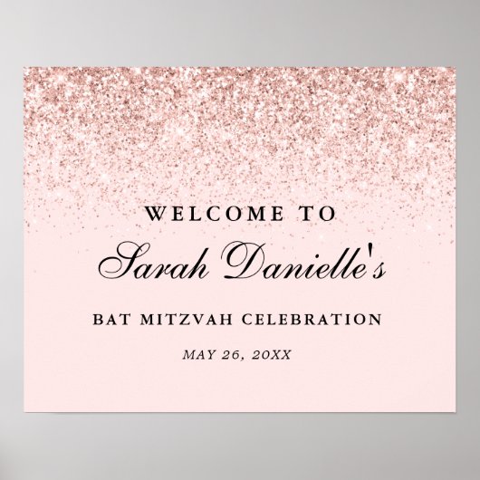 Blush Pink Glitter Confetti Personalized Welcome P ポスター (正面)