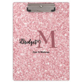 Blush Pink glitter Monogram hair and makeup クリップボード (正面)