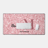 Blush Pink glitter Monogram hair and makeup デスクマット (キーボード&マウス)