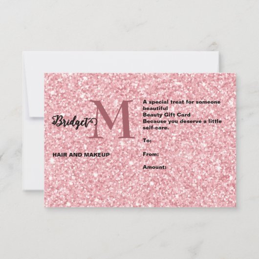 Blush pink Glitter Monogram Hair & Makeup gift  (裏面)