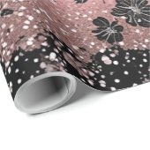 Blush Pink Glitter Parisian Theme Metallic Silver  ラッピングペーパー (ロールコーナー)