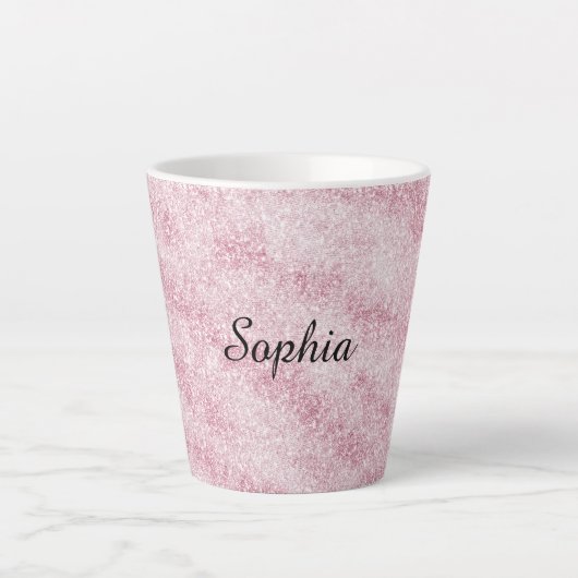 Blush Pink Glitter Sparkle Christmas カフェラテマグ (正面)