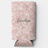 Blush Pink Glitzy Glitter スリム缶クーラー (正面)