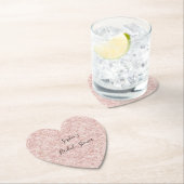Blush Pink Glitzy Glitter Sparkle Bridal Shower ペーパーコースター (インサイチュ)