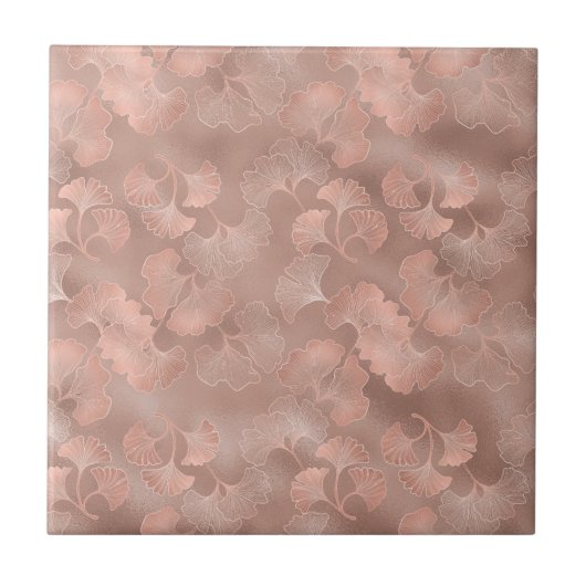 Blush Pink Gold ギンカgo 葉 Elegant Botanical 4 タイル (正面)