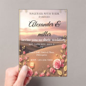 Blush Pink Gold Acrylic Wedding Invitation | Roman アクリル招待状 (インサイチュ (ポータブル))
