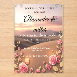Blush Pink Gold Acrylic Wedding Invitation | Roman アクリル招待状