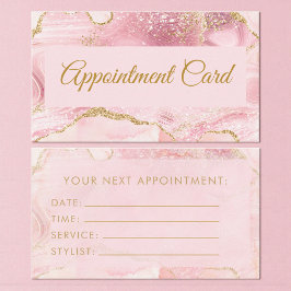 Blush Pink Gold Agate Marble Appointment Card 名刺
