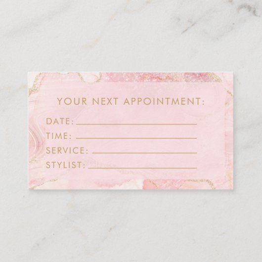 Blush Pink Gold Agate Marble Appointment Card 名刺 (裏面)