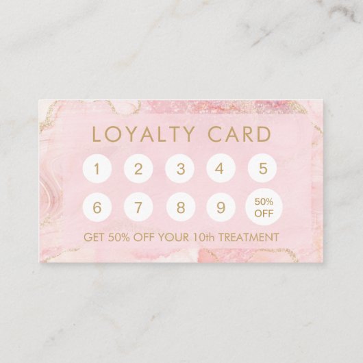 Blush Pink Gold Agate Marble Loyalty Card 予約カード (裏面)