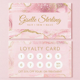Blush Pink Gold Agate Marble Loyalty Card 予約カード