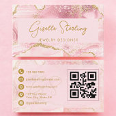 Blush Pink Gold Agate QR Code Jewelry Designer  名刺