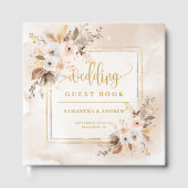 Blush Pink Gold Boho Autumn Wedding Guest Book ゲストブック (正面)