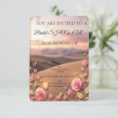 blush pink gold bridal shower elegant solid colour 招待状 (スタンド正面)