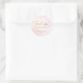 Blush Pink & Gold Confetti Sweet 16 Thank You ラウンドシール (バッグ)