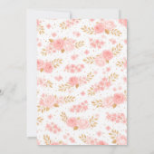Blush Pink & Gold Floral Girl Baby Shower サンキューカード (裏面)