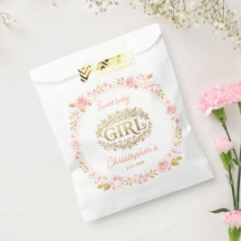 Blush Pink & Gold Floral Girl Baby Shower フェイバーバッグ