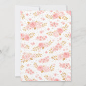 Blush Pink & Gold Floral Girl Baby Shower 招待状 (裏面)