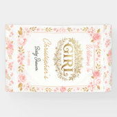 Blush Pink & Gold Floral Girl Baby Shower 横断幕 (横)