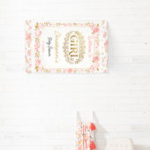 Blush Pink & Gold Floral Girl Baby Shower 横断幕 (インサイチュ)