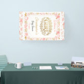 Blush Pink & Gold Floral Girl Baby Shower 横断幕 (トレードショー)