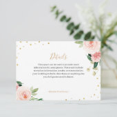 Blush pink gold floral peony wedding details card エンクロージャーカード (スタンド正面)