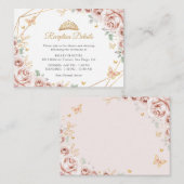 Blush Pink Gold Floral Quinceanera  Details エンクロージャーカード (正面/裏面)