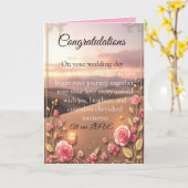 blush pink gold Folded Greeting Card カード (黄色い花)