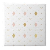 Blush Pink Gold Geometric Pattern タイル (正面)