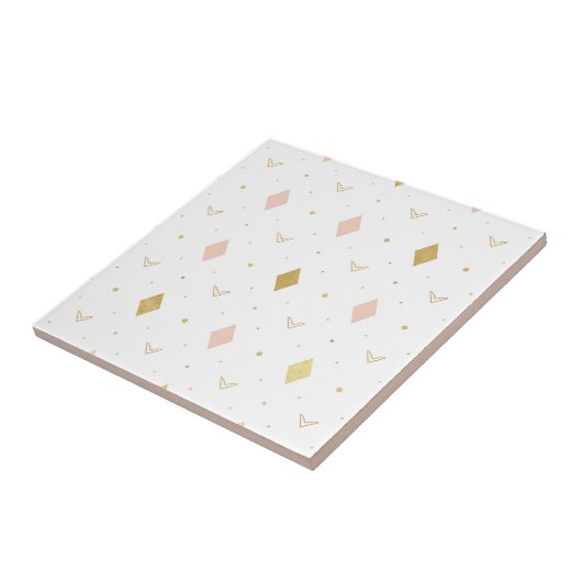 Blush Pink Gold Geometric Pattern タイル (側面)