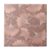 Blush Pink Gold Ginkgo Leaves Elegant Botanical 7 タイル (正面)