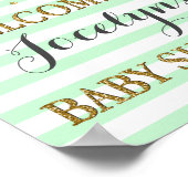 Blush Pink Gold Girl Baby Shower Welcome Sign ポスター (角)