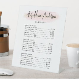 Blush Pink Gold Glitter Hairstylist Salon 台座サイン