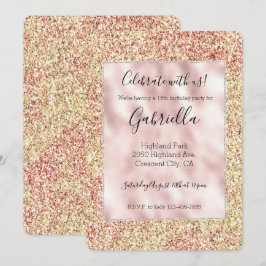 Blush Pink Gold Glitter Ombre 招待状